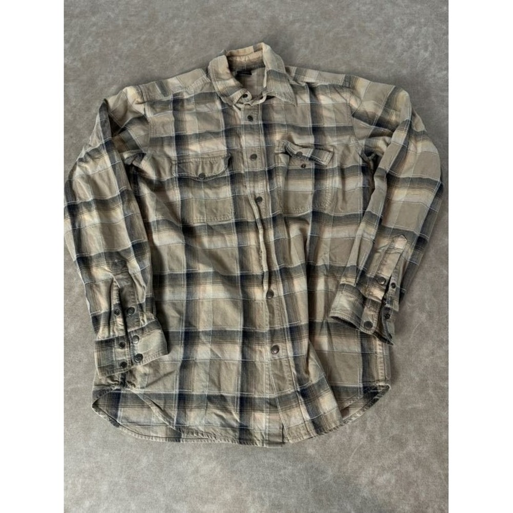 Paul & Shark Yachting Mens Plaid Long Sleeve Snap Button Made in Italy Brown L